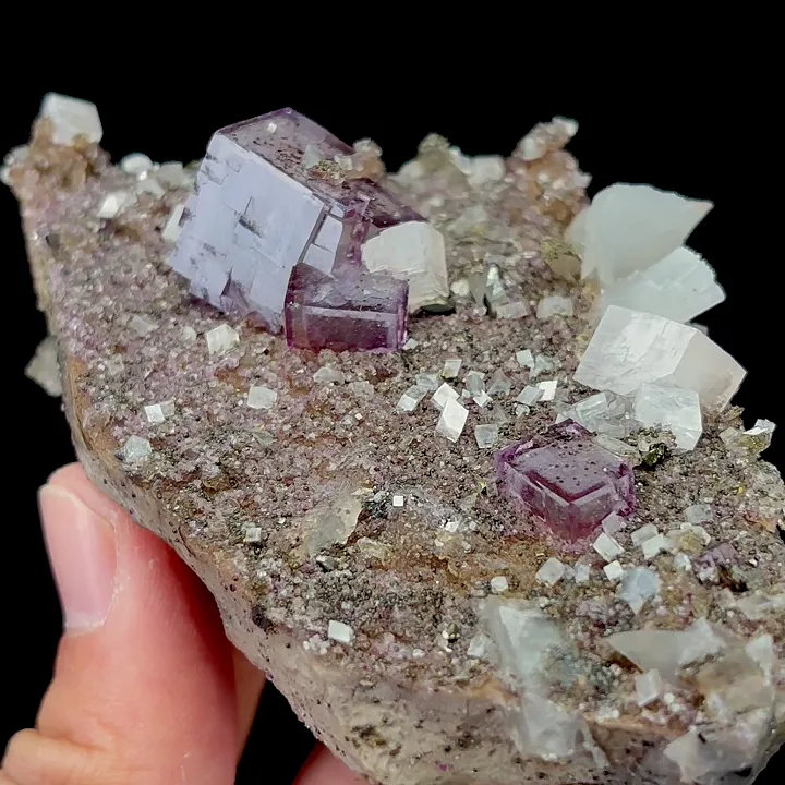 Natural Purple Fluorite and Calcite,Cube Mineral Specimen:YAOGANGXIAN,China (60*35*00mm) - image 2