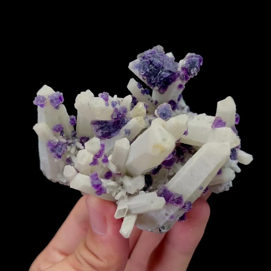 Natural Purple Fluorite and Candle Crystal Mineral Specimen,High Quality Specimen,INNER MONGOLIA,CHINA(70*60*60mm) image