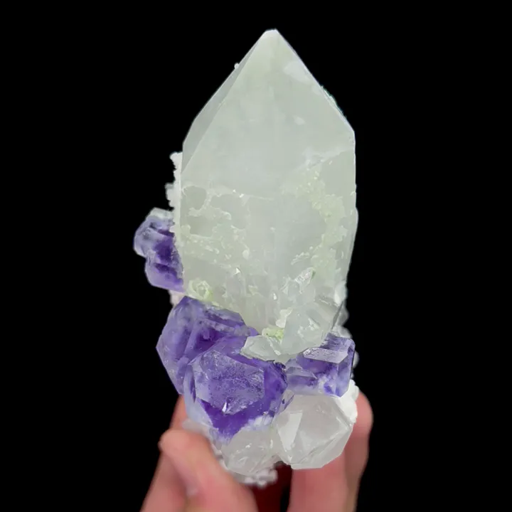 Natural Purple Fluorite and Clear Quartz Cluster, Mineral Specimen:Shizhuyuan,Hunan (45*65*110MM) - image 7
