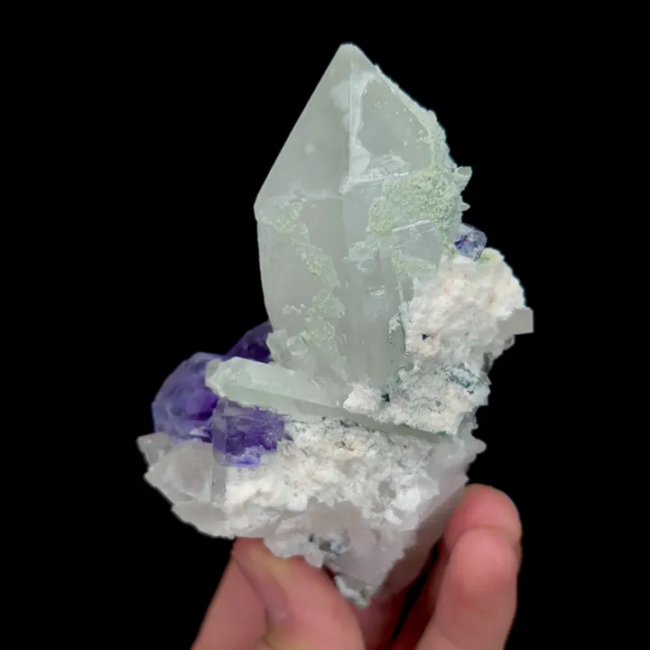 Natural Purple Fluorite and Clear Quartz Cluster, Mineral Specimen:Shizhuyuan,Hunan (45*65*110MM) - image 3
