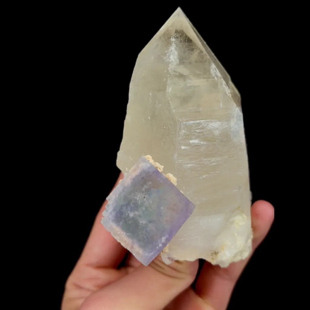 Natural Purple Fluorite and Clear Quartz Tower, Mineral Specimen:Yaogangxian,Hunan (85*110*60MM) - image 2