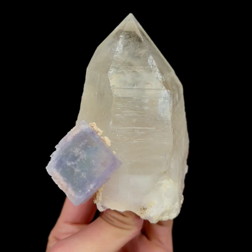 Natural Purple Fluorite and Clear Quartz Tower, Mineral Specimen:Yaogangxian,Hunan (85*110*60MM) image