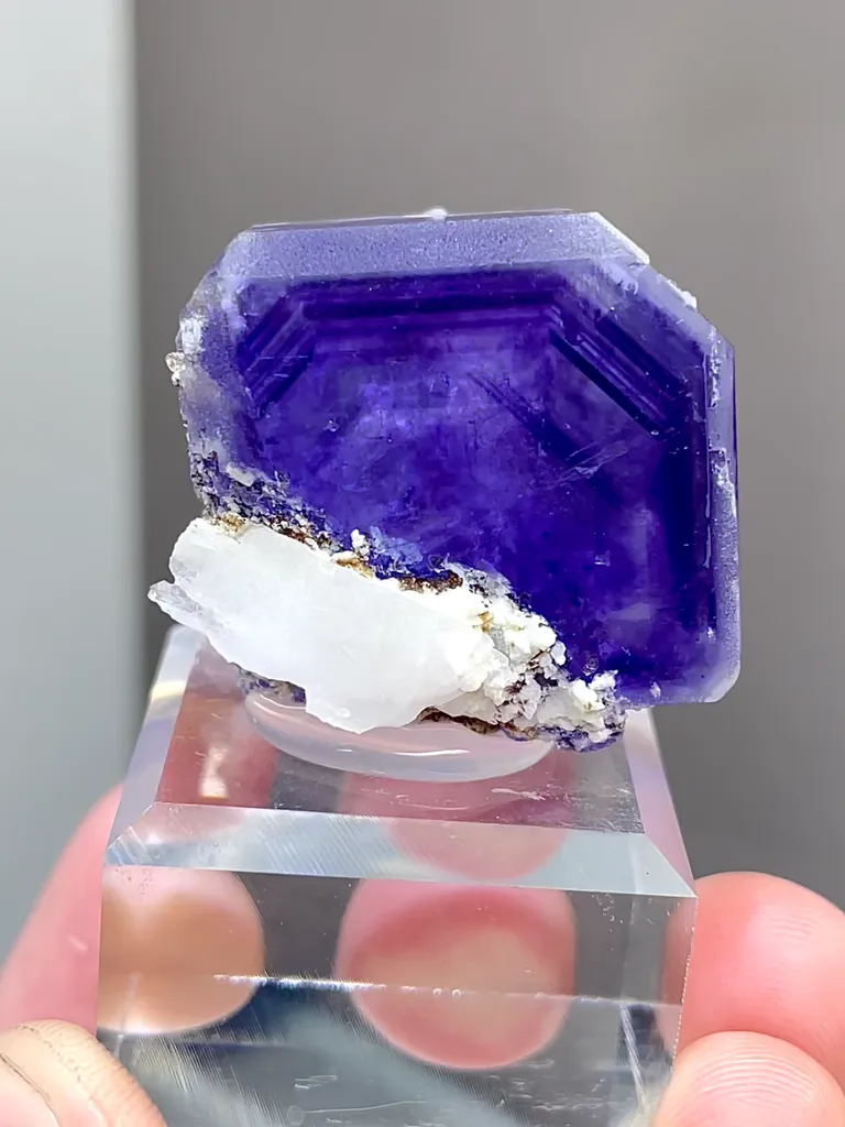 Natural Purple Fluorite  and Crystal Coexist comes from Yaogangxian,Hunan 52*15*20MM image
