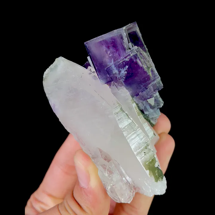Natural Purple Fluorite and Crystal Mineral Specimen,High Quality Stepped Specimen:YAOGANGXIAN (76*55*60mm) image
