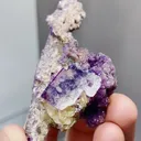 Natural Purple Fluorite and Crystal Tower coexist comes from Yaogangxian,Hunan 80*30*30MM - image 2