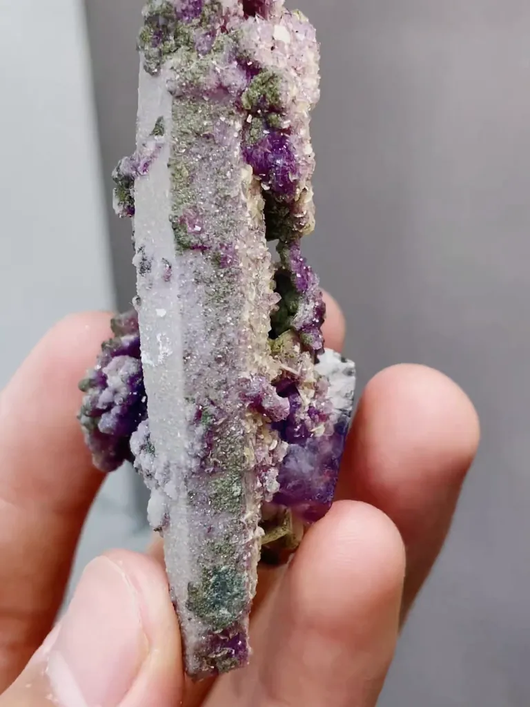 Natural Purple Fluorite and Crystal Tower coexist comes from Yaogangxian,Hunan 80*30*30MM - image 4