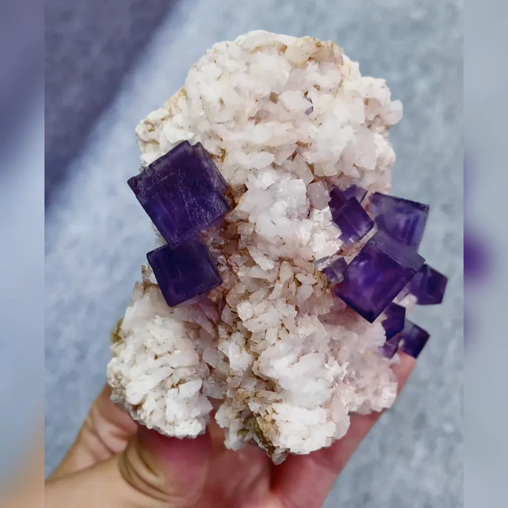 Natural Purple Fluorite and Dolomite Symbiosis comes from Xinjiang,China 80*90*50MM - image 3