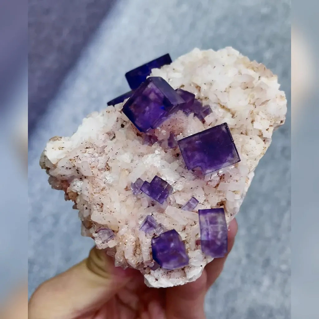 Natural Purple Fluorite and Dolomite Symbiosis comes from Xinjiang,China 80*90*50MM - image 2