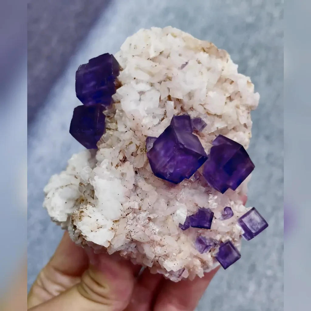 Natural Purple Fluorite and Dolomite Symbiosis comes from Xinjiang,China 80*90*50MM image
