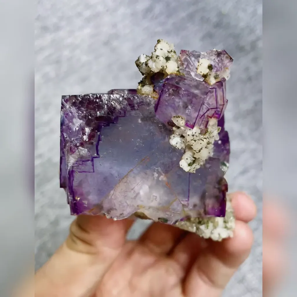 Natural Purple Fluorite and Dolomite Symbiosis comes from Yaogangxian,Hunan 60*70*65MM - image 4