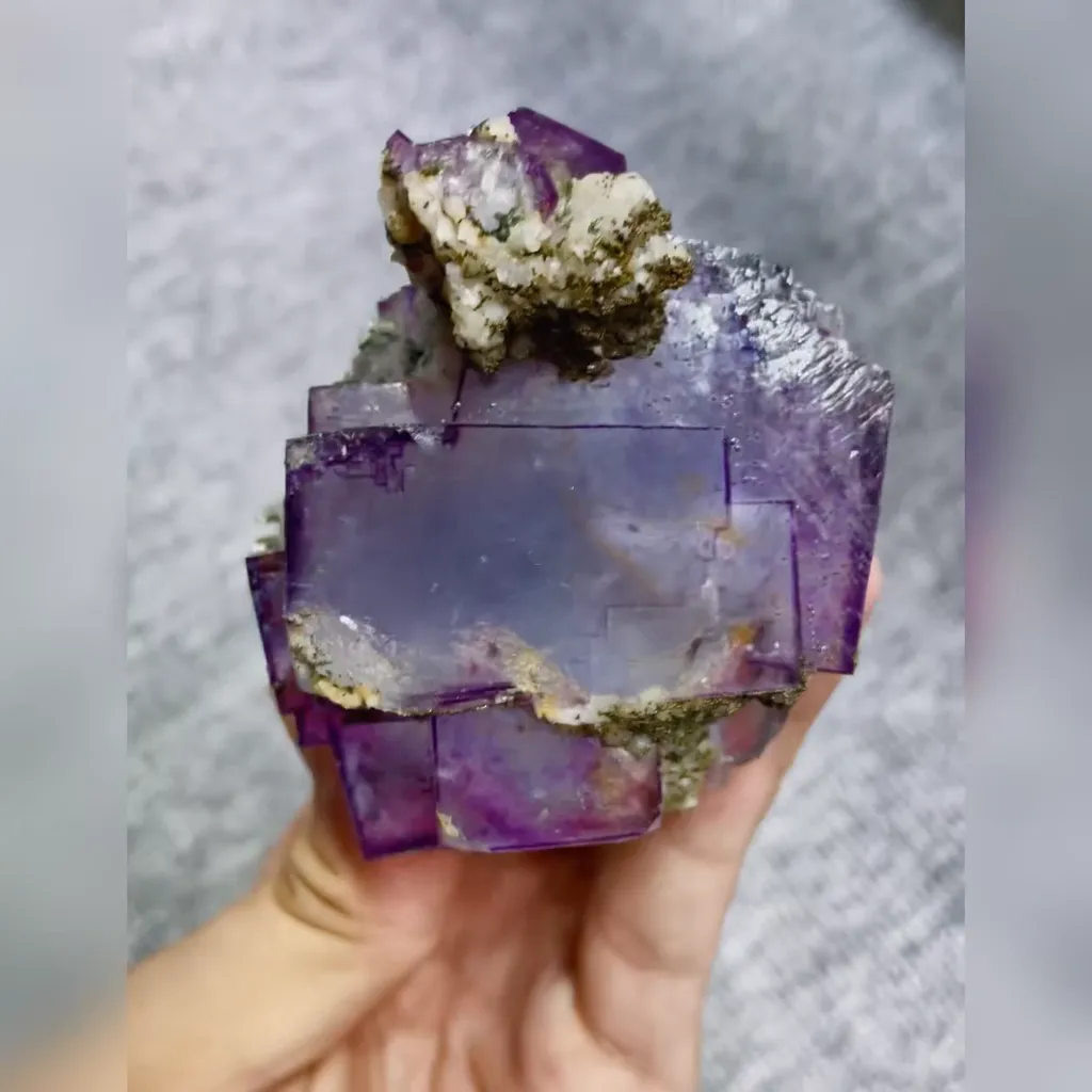 Natural Purple Fluorite and Dolomite Symbiosis comes from Yaogangxian,Hunan 60*70*65MM image