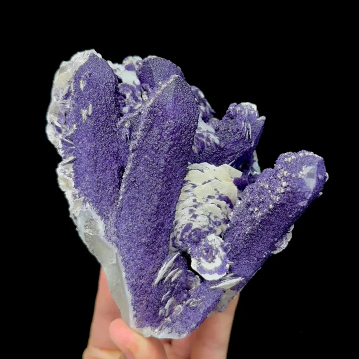 Natural Purple Fluorite and Flaky Calcite, Mineral Specimen: Inner Mongolia,China (80*125*100MM) image