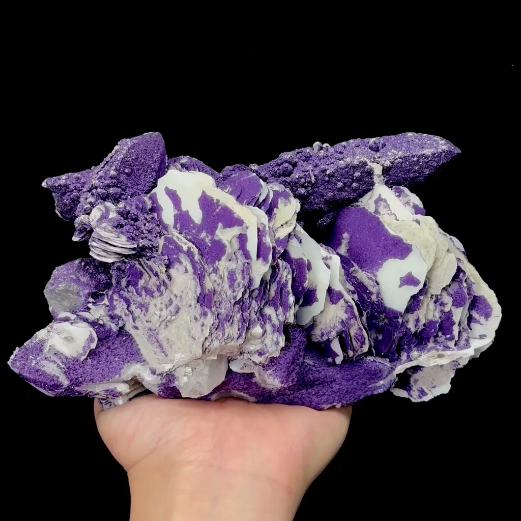 Natural Purple Fluorite and Flaky Calcite Mineral Specimen,High Quality Specimen,HUANGGANG LIANG,INNER MONGOLIA,CHINA(201*102*100mm) image