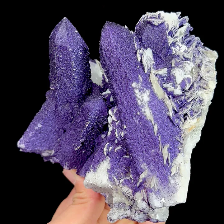 Natural Purple Fluorite and Flaky Calcite, Mineral Specimen:Inner Mongolia,China (125*120*85MM) image
