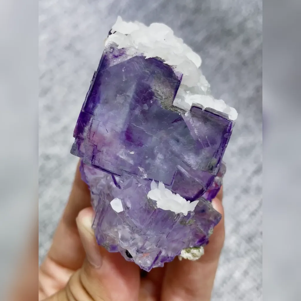 Natural Purple Fluorite and Flaky Calcite Symbiosis comes from Yaogangxian,Hunan 40*60*30MM image