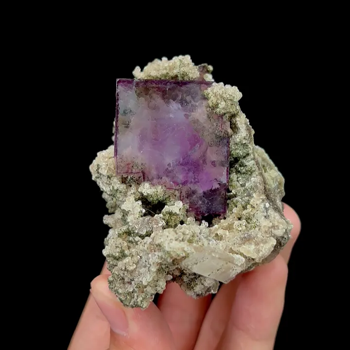 Natural Purple Fluorite and Mica,Mineral Specimen:YAOGANGXIAN,CHINA (70*65*49MM) image