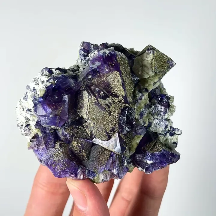 Natural Purple Fluorite and Pyrite, Mineral Specimen: Inner Mongolia,China (75*70*30MM) - image 3