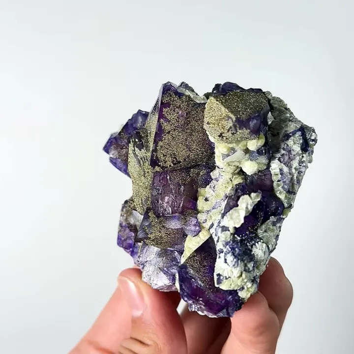 Natural Purple Fluorite and Pyrite, Mineral Specimen: Inner Mongolia,China (75*70*30MM) - image 4