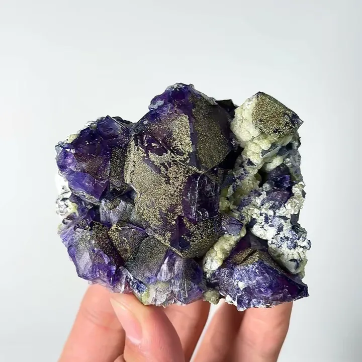 Natural Purple Fluorite and Pyrite, Mineral Specimen: Inner Mongolia,China (75*70*30MM) - image 6