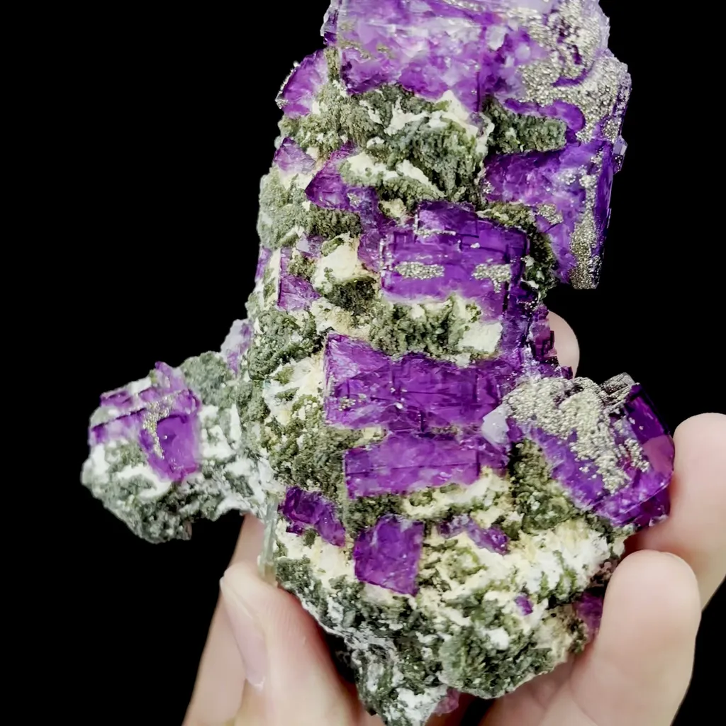 Natural Purple Fluorite and Pyrite Mineral Specimen,High Quality Specimen,YAO GANG XIAN,HUNAN,CHINA(110*84*30mm) - image 3