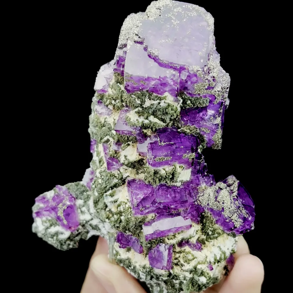 Natural Purple Fluorite and Pyrite Mineral Specimen,High Quality Specimen,YAO GANG XIAN,HUNAN,CHINA(110*84*30mm) - image 2