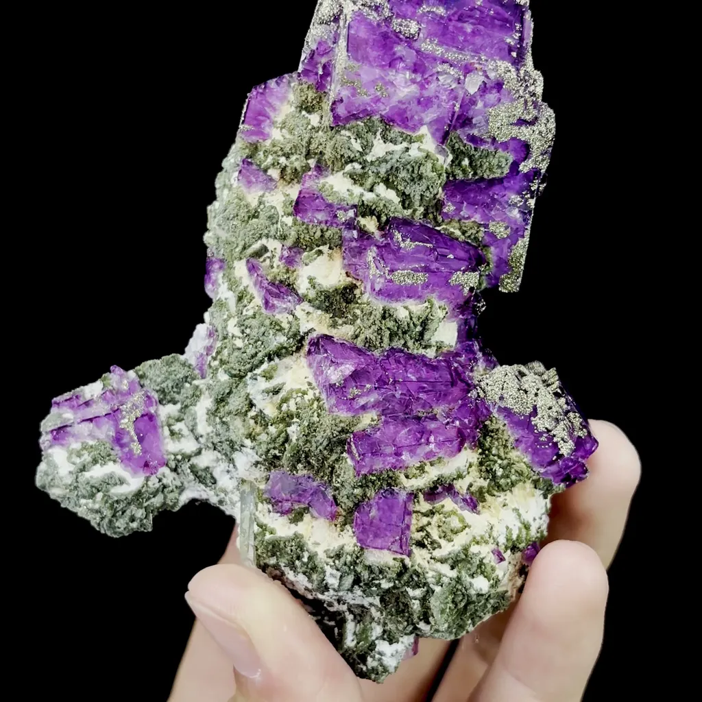Natural Purple Fluorite and Pyrite Mineral Specimen,High Quality Specimen,YAO GANG XIAN,HUNAN,CHINA(110*84*30mm) - image 4