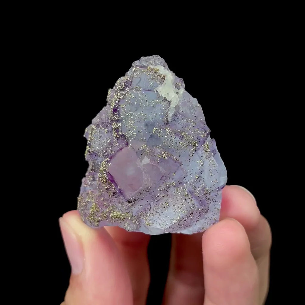 Natural Purple Fluorite and Pyrite Mineral Specimen,High Quality Specimen,YAO GANG XIAN,HUNAN,CHINA(35*40*30mm) image