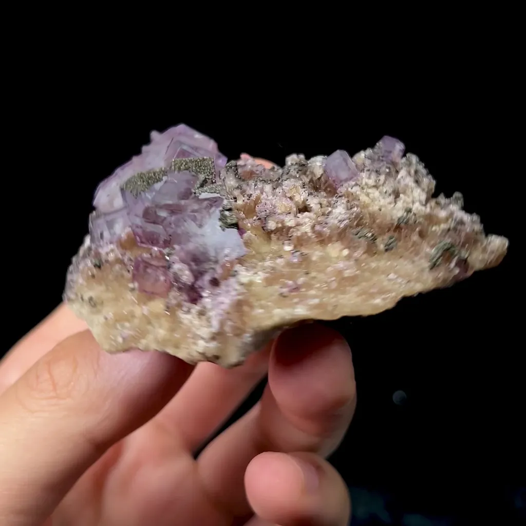 Natural Purple Fluorite and Pyrite Mineral Specimen,High Quality Specimen,YAO GANG XIAN,HUNAN,CHINA(70*45*20mm) - image 2