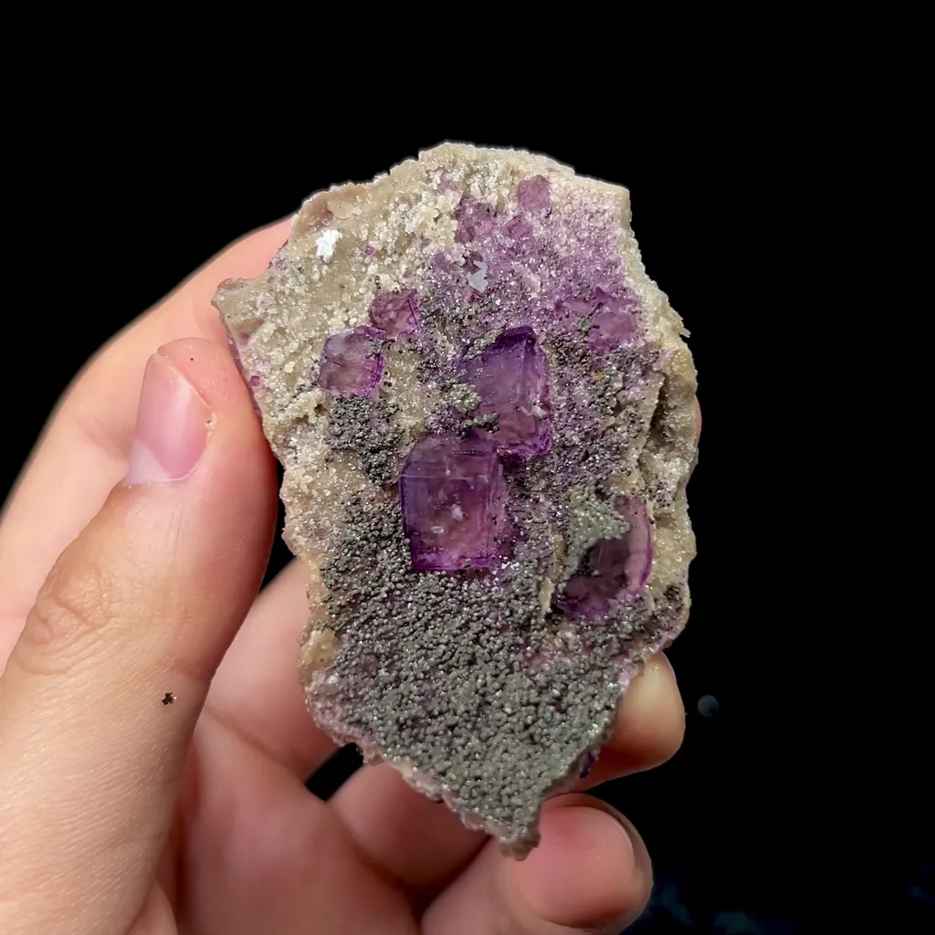 Natural Purple Fluorite and Pyrite Mineral Specimen,High Quality Specimen,YAO GANG XIAN,HUNAN,CHINA(70*45*20mm) - image 3