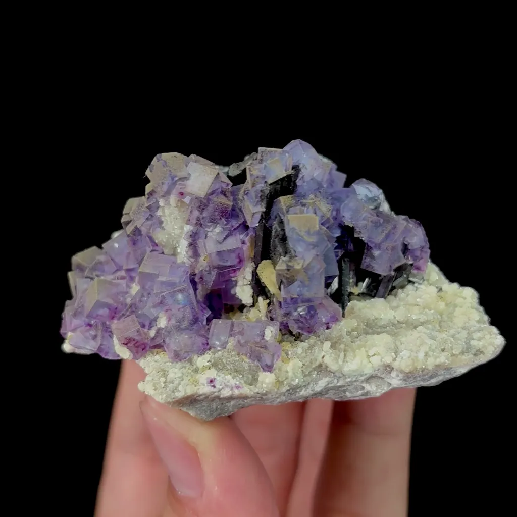 Natural Purple Fluorite and Pyrite Mineral Specimen,High Quality Specimen,YINDU,INNER MONGOLIA,CHINA(68*52*49mm) - image 4