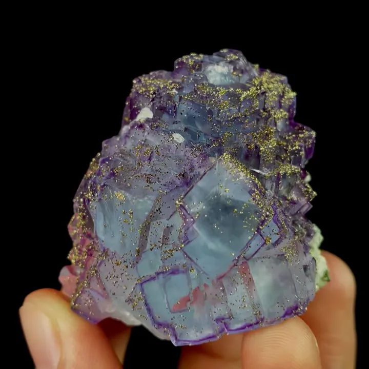 Natural Purple Fluorite and Pyrite, Mineral Specimen:Yaogangxian,Hunan (40*50*30MM) - image 4