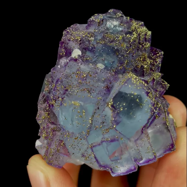 Natural Purple Fluorite and Pyrite, Mineral Specimen:Yaogangxian,Hunan (40*50*30MM) - image 7
