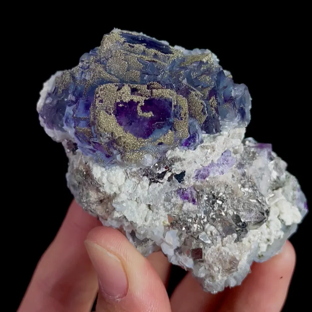 Natural Purple Fluorite and Pyrite, Mineral Specimen:Yaogangxian,Hunan (45*70*45MM) - image 7