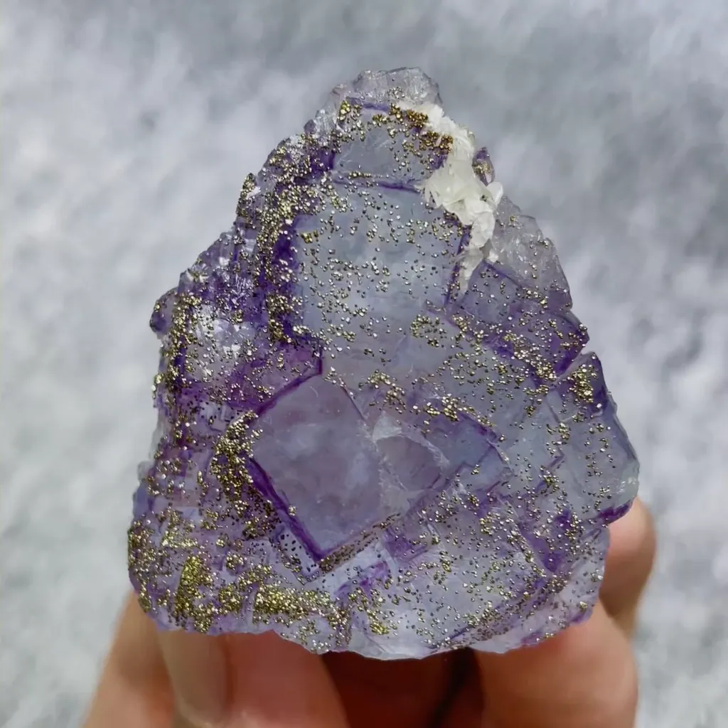 Natural Purple Fluorite and Pyrite Symbiosis comes from Yaogangxian,Hunan 35*40*30MM image