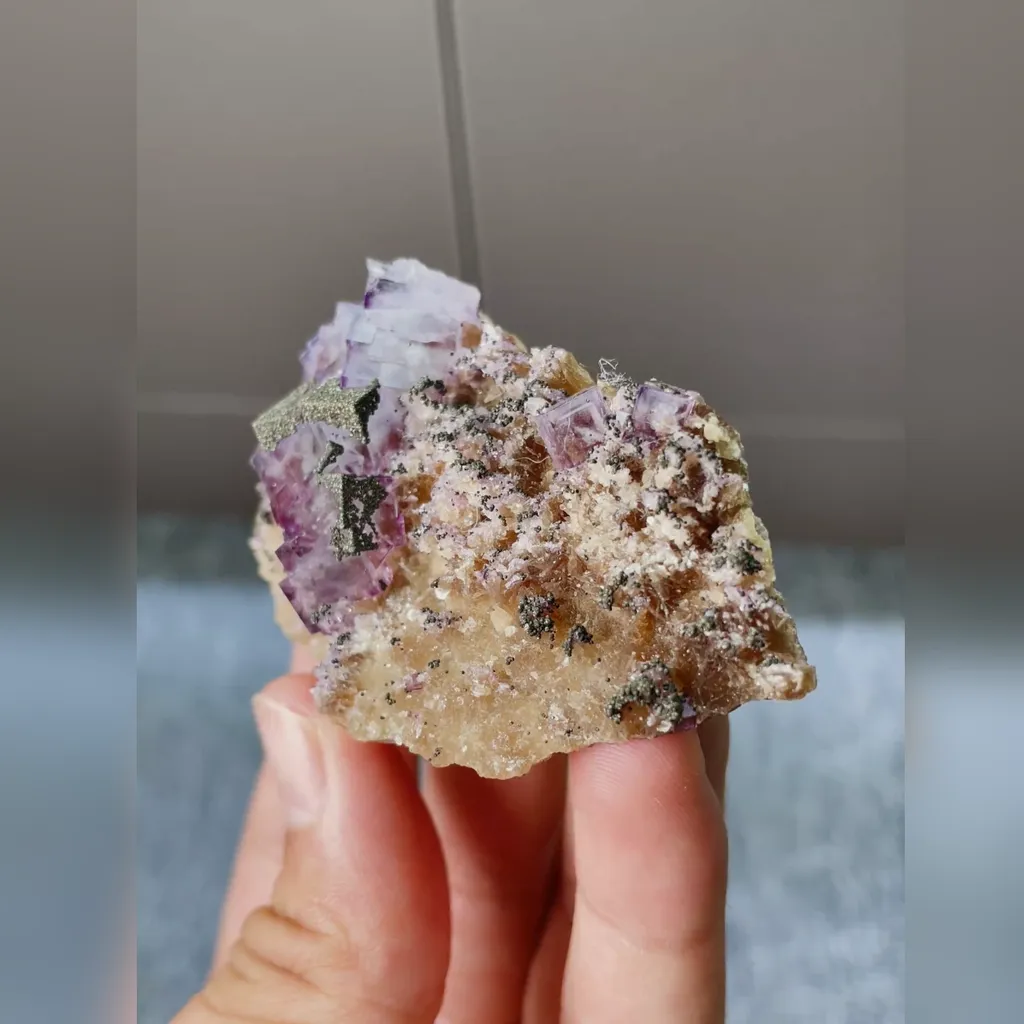 Natural Purple Fluorite and Pyrite Symbiosis comes from Yaogangxian,Hunan 70*45*20MM - image 2