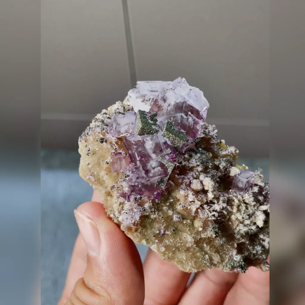 Natural Purple Fluorite and Pyrite Symbiosis comes from Yaogangxian,Hunan 70*45*20MM image