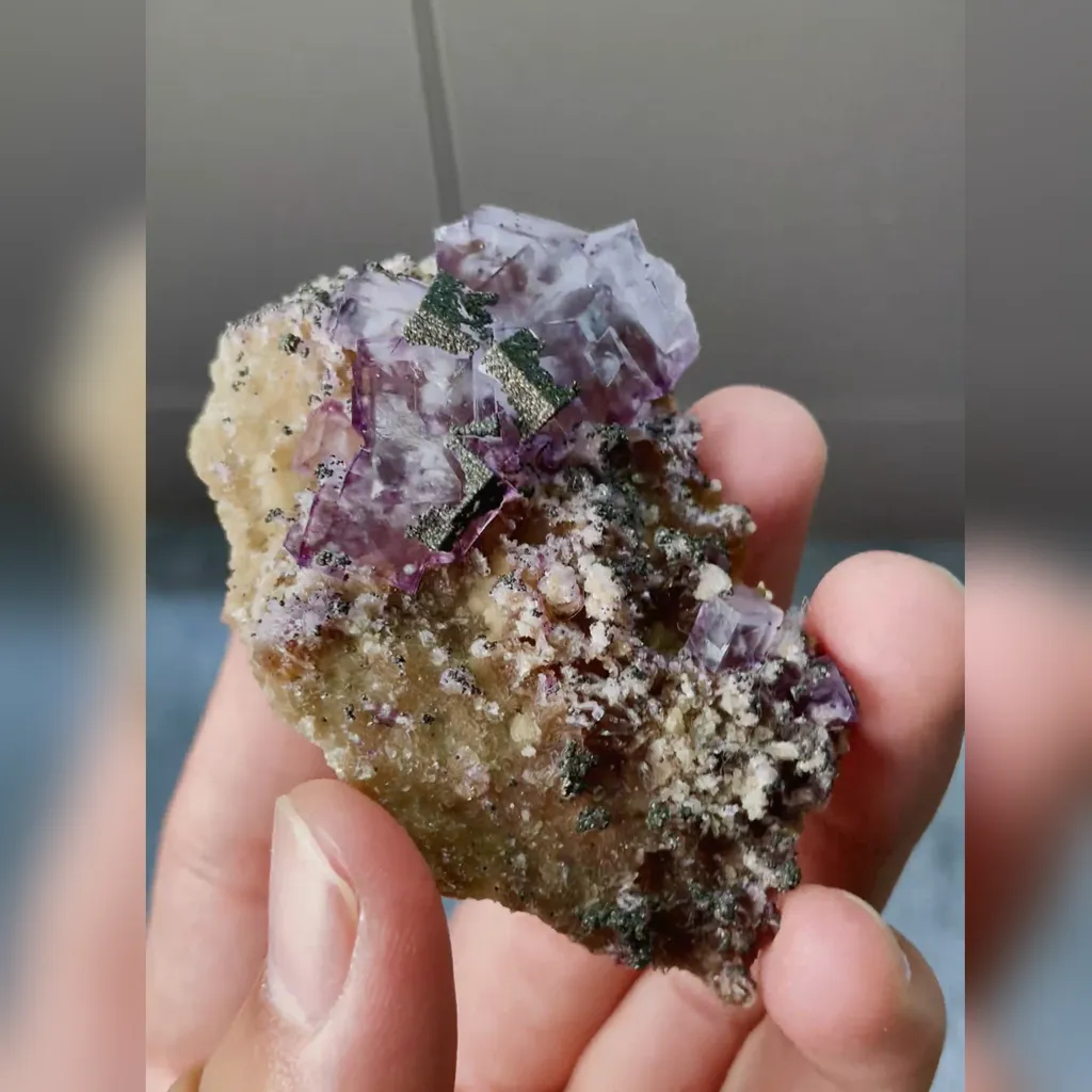 Natural Purple Fluorite and Pyrite Symbiosis comes from Yaogangxian,Hunan 70*45*20MM - image 3