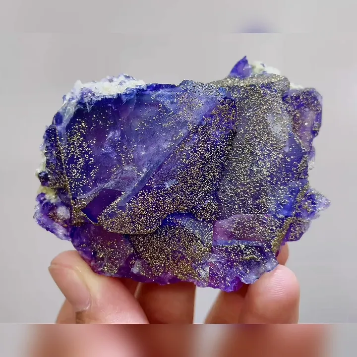 Natural Purple Fluorite and Pyrite Symbiosis comes from Yaogangxian,Hunan 75*55*30MM image