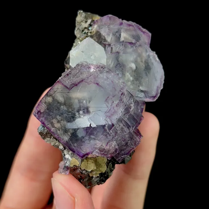 Natural Purple Fluorite and Pyrite,Ladder Pattern Mineral Specimen:Yaogangxian HUNAN(65*45*30mm) - image 3
