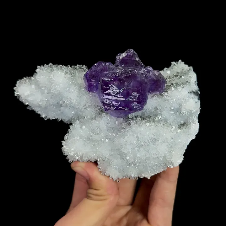 Natural Purple Fluorite and Quartz cluster, Mineral Specimen:Fujian,China (120*80*50MM) - image 6