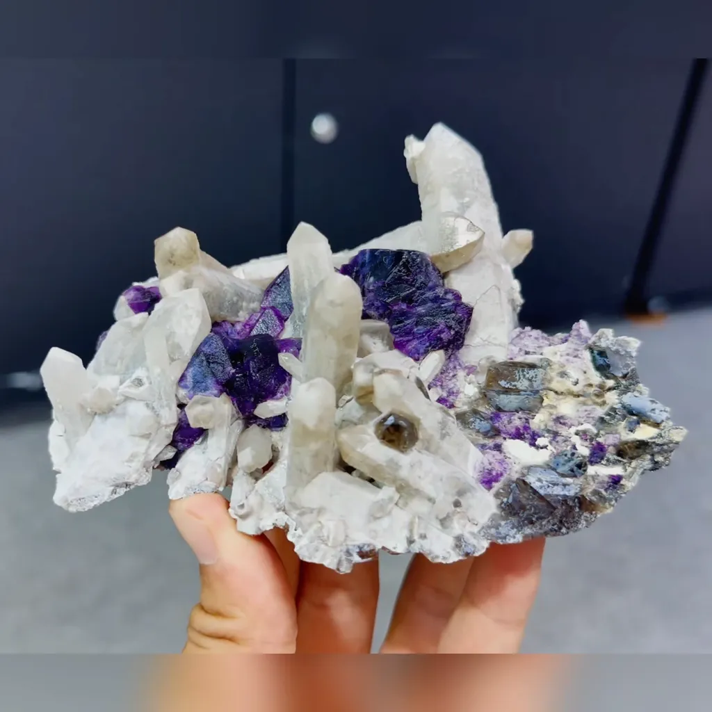 Natural Purple Fluorite and Quartz Clusters Symbiosis comes from Inner Mongolia，China 120*100*40MM - image 2
