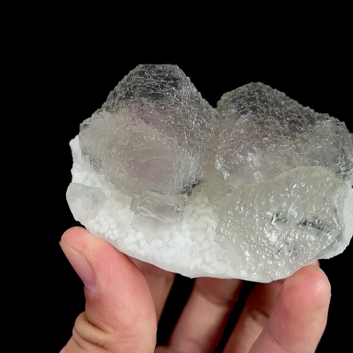 Natural Purple Fluorite and Quartz, Mineral Specimen: Fujian,China (80*65*40MM) image