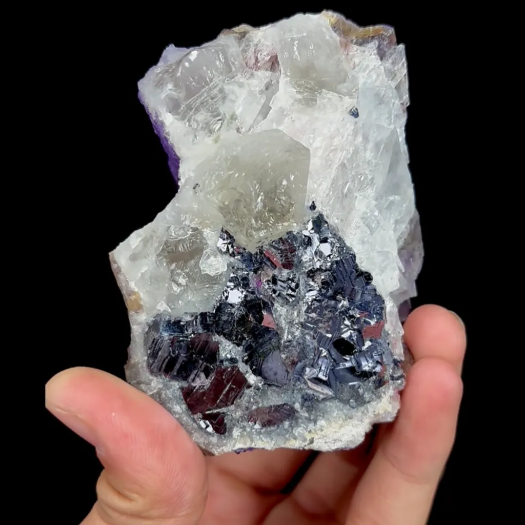 Natural Purple Fluorite and Quartz, Mineral Specimen: Inner Mongolia,China (85*60*65MM) - image 4