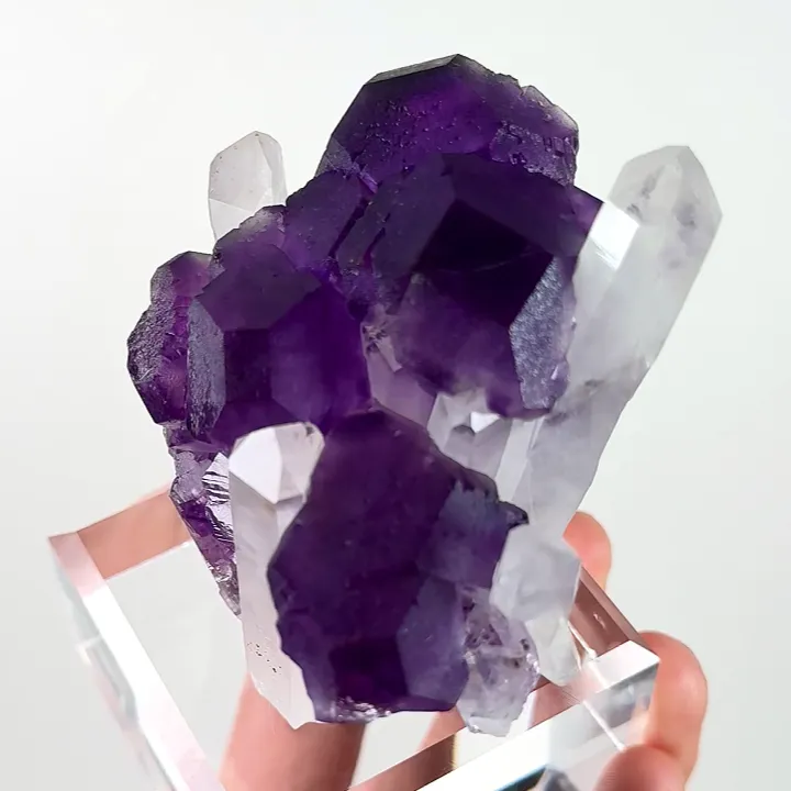 Natural Purple Fluorite and Quartz, Mineral Specimen:Chenzhou,Hunan (70*45*60MM) - image 3