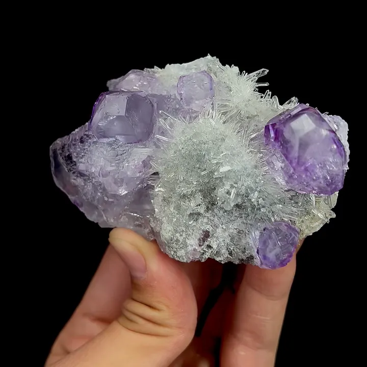 Natural Purple Fluorite and Quartz, Mineral Specimen:Fujian,China (85*35*40MM) image