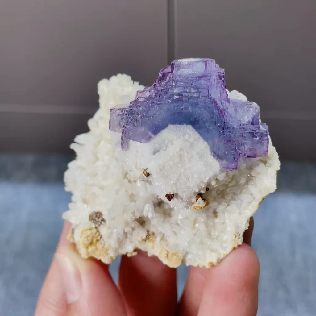 Natural Purple Fluorite and Quartz Mineral Specimen,High Quality Specimen,YAO GANG XIAN,HUNAN,CHINA(50*60*30mm) - image 2
