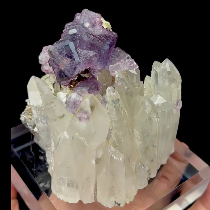 Natural Purple Fluorite and Quartz Mineral Specimen,High Quality Specimen,YAO GANG XIAN,HUNAN,CHINA(99*103*77mm) - image 2