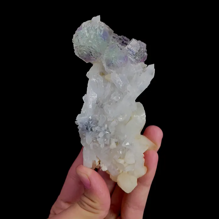 Natural purple Fluorite and Quartz, Mineral Specimen:Shangbao,Hunan (55*120*25MM) image