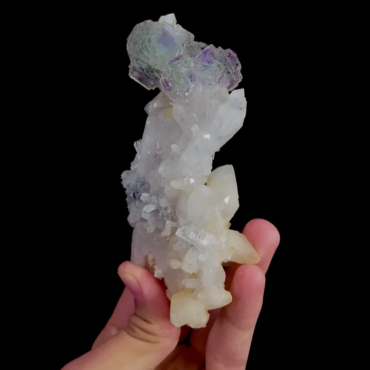 Natural purple Fluorite and Quartz, Mineral Specimen:Shangbao,Hunan (55*120*25MM) - image 2