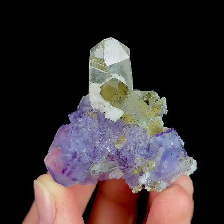 Natural Purple Fluorite and Quartz, Mineral Specimen:Yaogangxian,Hunan (45*45*25MM) - image 6